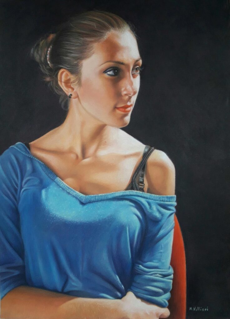 Maria Villioti Young Lady 28x20 Colored Pencils on Paper